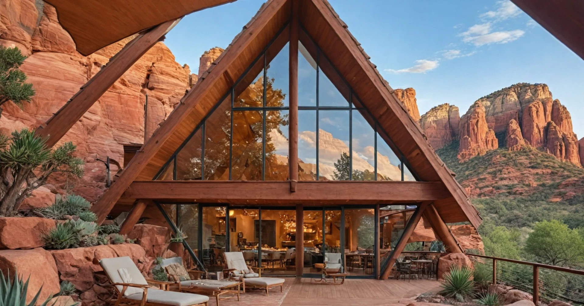 Elegant A-frame lodge stays in Sedona for artful canyon escapes