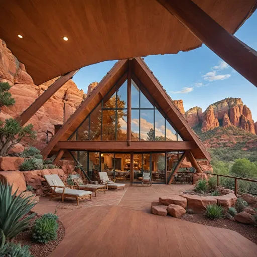 Elegant A-frame lodge stays in Sedona for artful canyon escapes